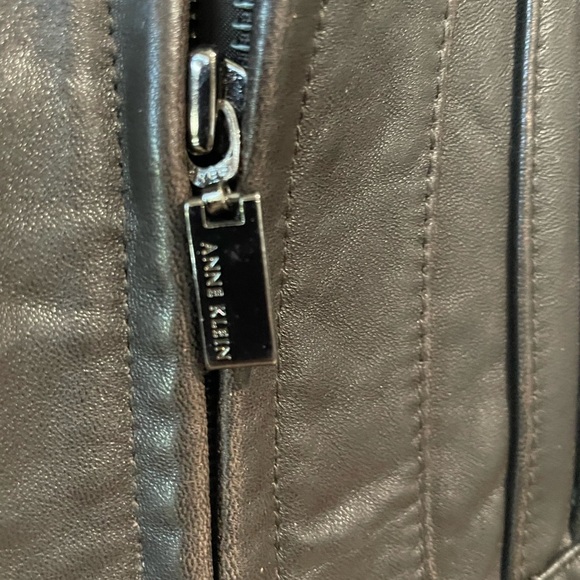 Anne Klein Dark Brown Leather Jacket Large - Picture 5 of 9